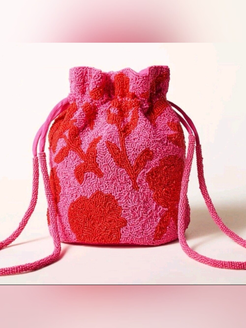 Kate Spade x Target Beaded Classic Rose Bucket Bag -Pink/Red